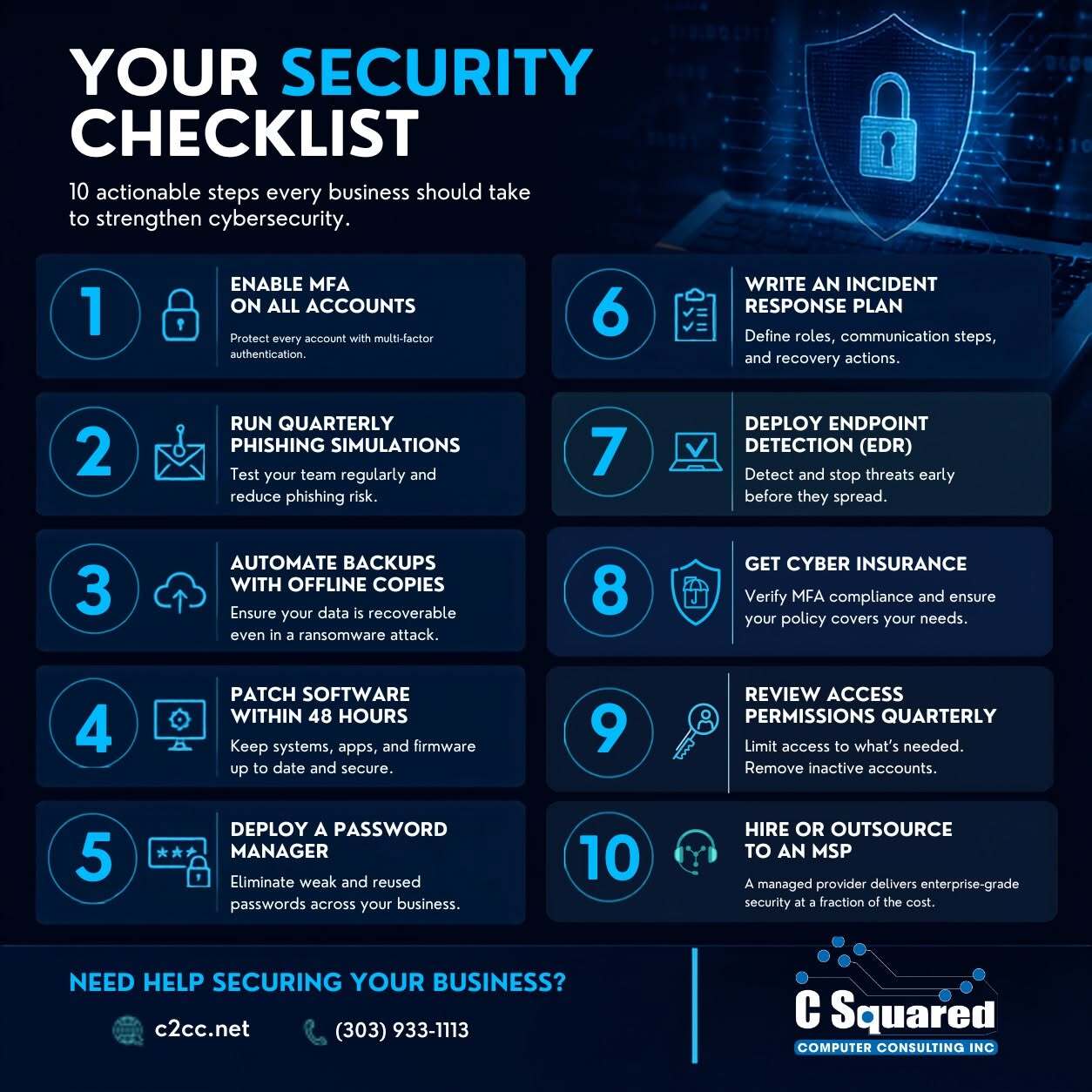 Small business cybersecurity checklist: 10 actions to protect your business